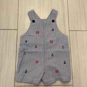 Seersucker Nautical Embroidered Jon Jon 12M